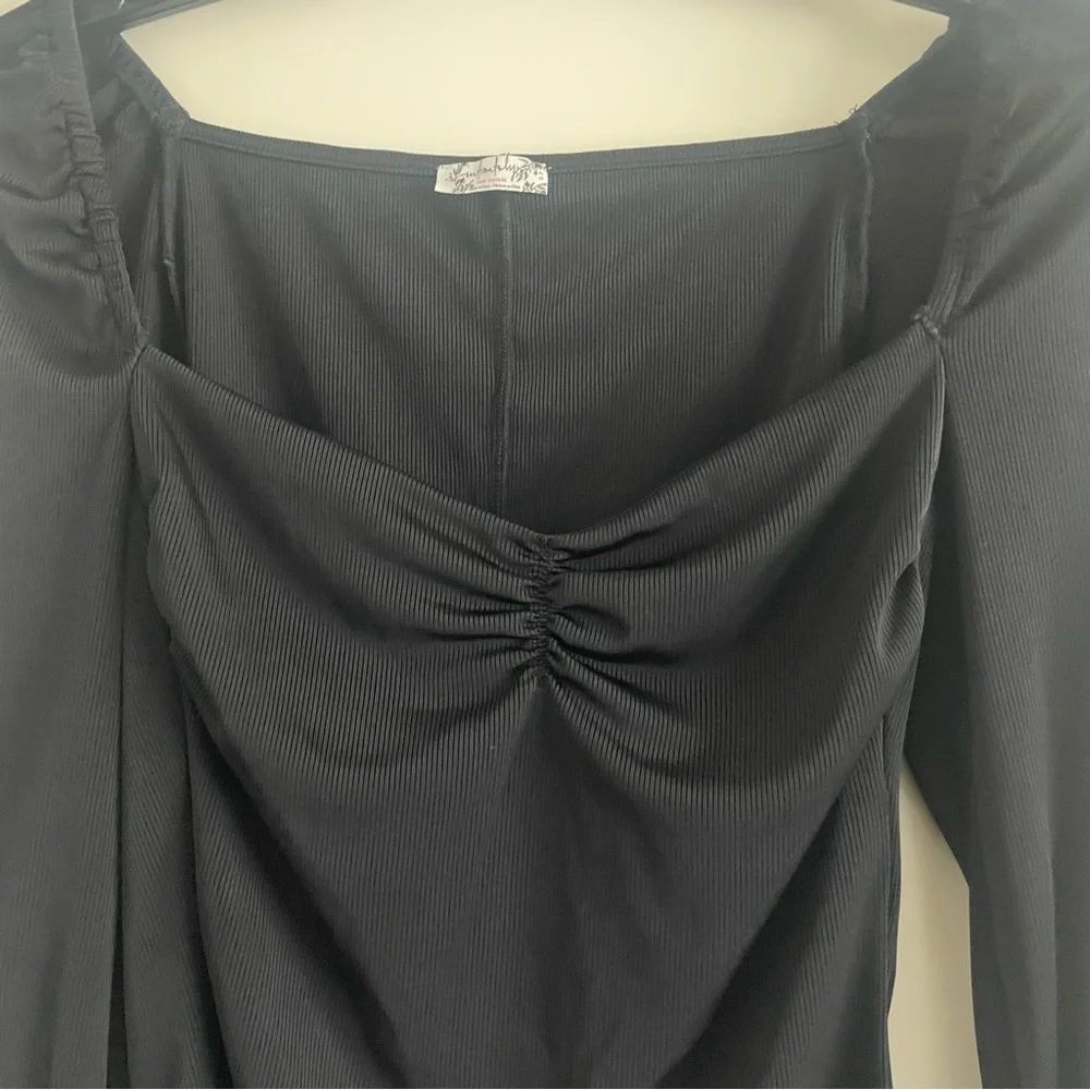 Free People Intimately Gathered  Square Neck Long Sleeve Top 20365